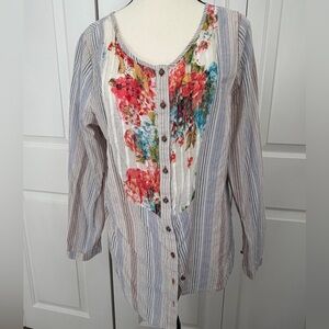 Soft Surroundings Floral Striped Women's blouse M